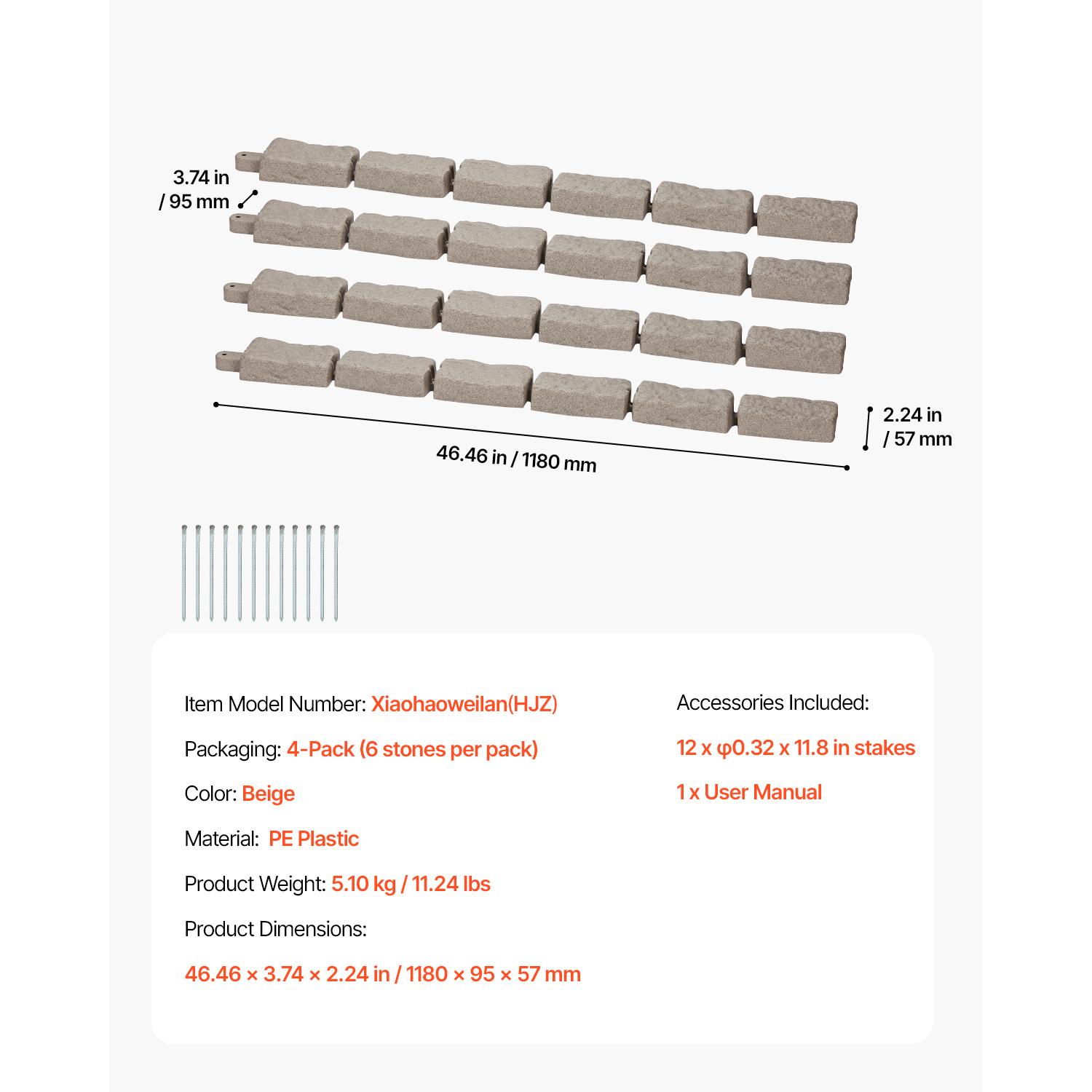 VEVOR Imitation Stone Landscape Lawn Edging Border Fade-Free No Digging Required Small/Medium/Large Beige/Sandstone Grey/Brown Heavy Duty Ballistic Nylon Tool Bag Luminous Resin Christmas Music Box Ornament Carpenter Belt with Suspenders removable zipper