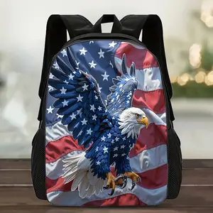 [Back-to-School Gift] A backpack with a patriotic eagle and American flag print, lightweight and stylish, perfect for students, young adults and teenagers.