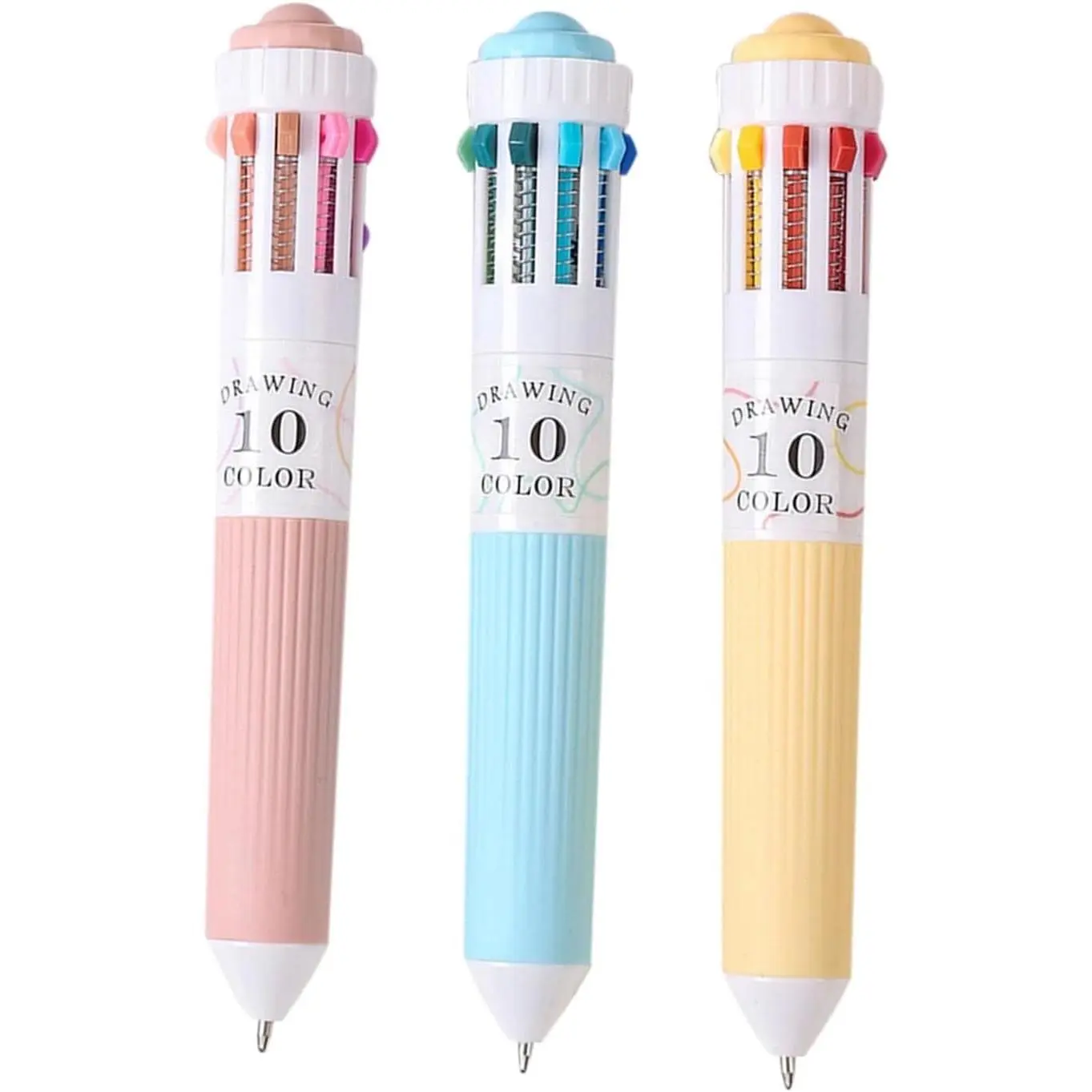 28 Colors 3 count Ballpoint Multicolor Pen 10-in-1, 0.8mm Fine Point Smooth Writing, Office and Student Supplies, Top Retractable Drawing and Writing