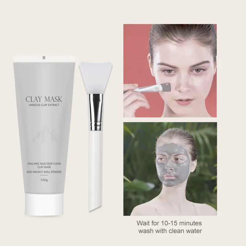Volcanic Mud Deep Clean Clay Mask With Brush, Deep Cleansing Face Mask for Clogged Pores, Exfoliating & Hydrating, Ideal for All Skin Types
