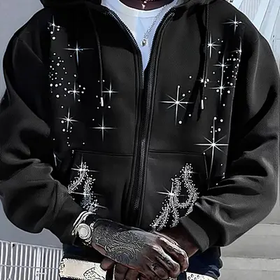 Rhinestone Hoodie Glo Gang Jacket Glo Gang Full Zip - Main Image