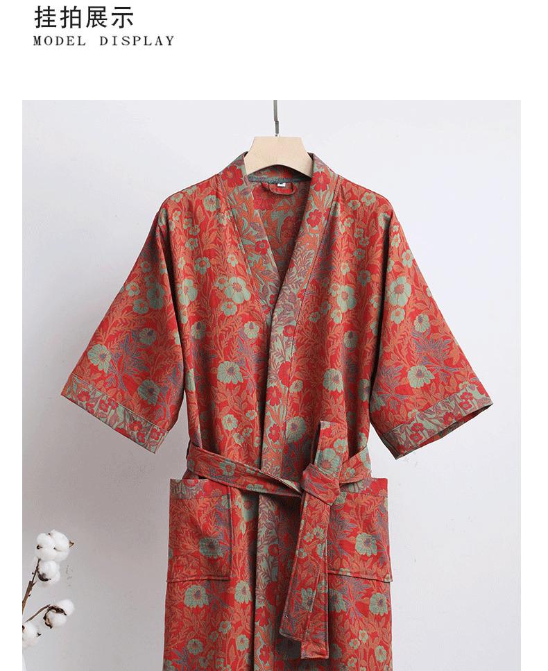 Pure cotton double-layer gauze bathrobe, Class A, spring/summer thin pajamas, home wear, couple's bathrobe, absorbent and quick-drying bathrobe