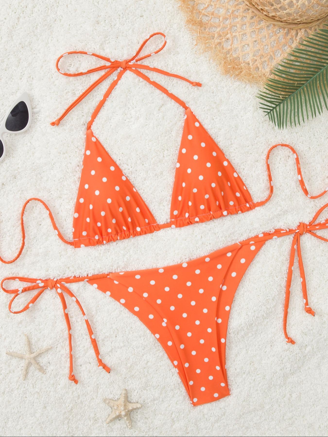 Women's Polka Dot Print Bikini Set, Casual Fashion Chic Swimsuit Set, Ladies Swimwear for Beach Holiday Vacation, Swimsuit Style Bikini, Bikini Outfits, Swimsuits Bikinis, Summer Bikini