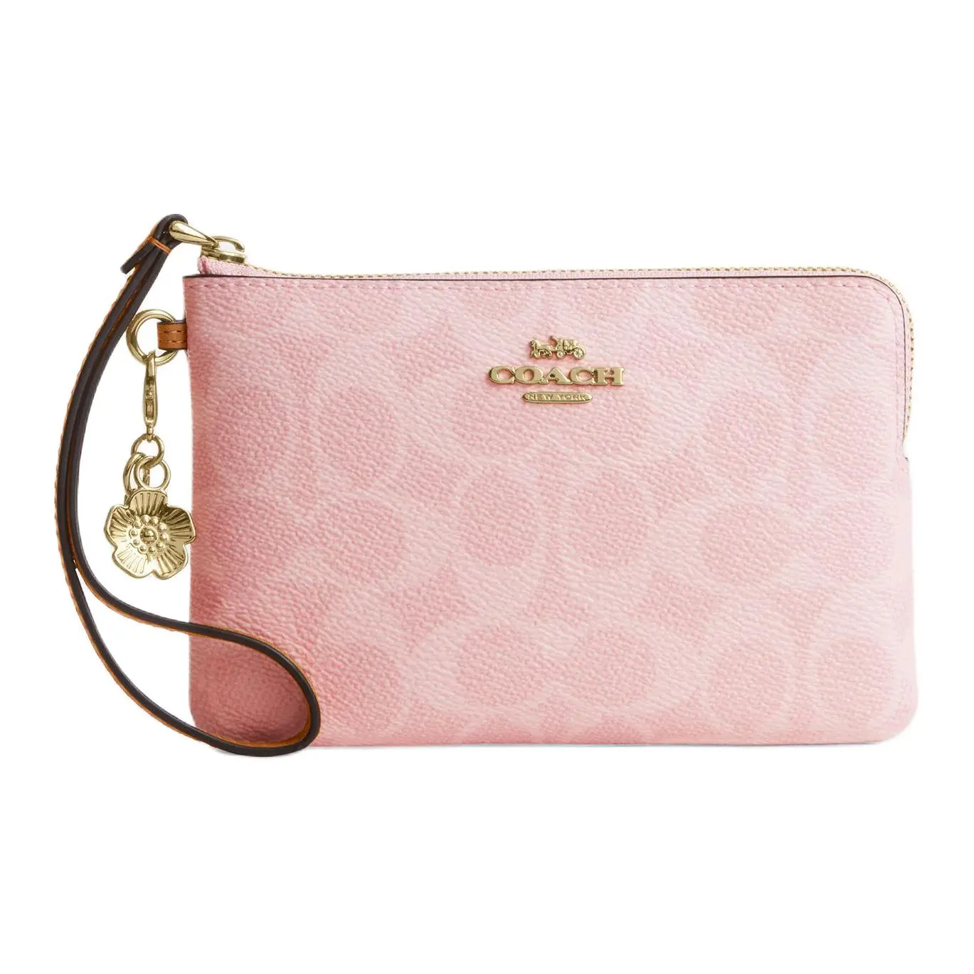 COACH Mini Crossbody Handbag for Women – Letter-Print Vegan Leather Clutch in Dusty Pink