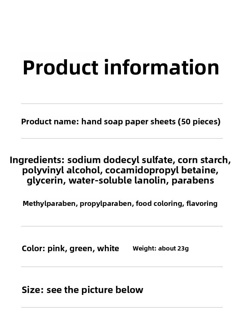 FaSoLa Antibacterial Soap Sheets Portable Paper Soap for School and Outdoor Travel