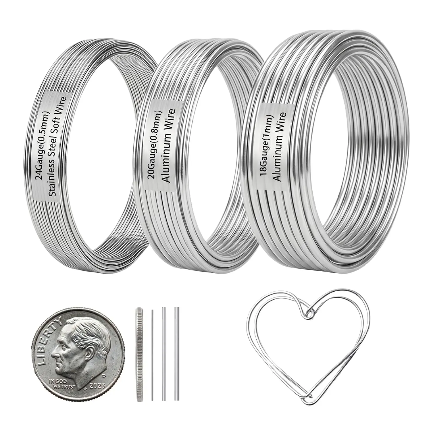 Bendable  Craft Wire 99FT, 3 Pack 24/20/18 Gauge Metal Wire |  & Stainless Steel Wires for  Making, Armature, Crafting, Sculpting, Floral Making, Bonsai ()