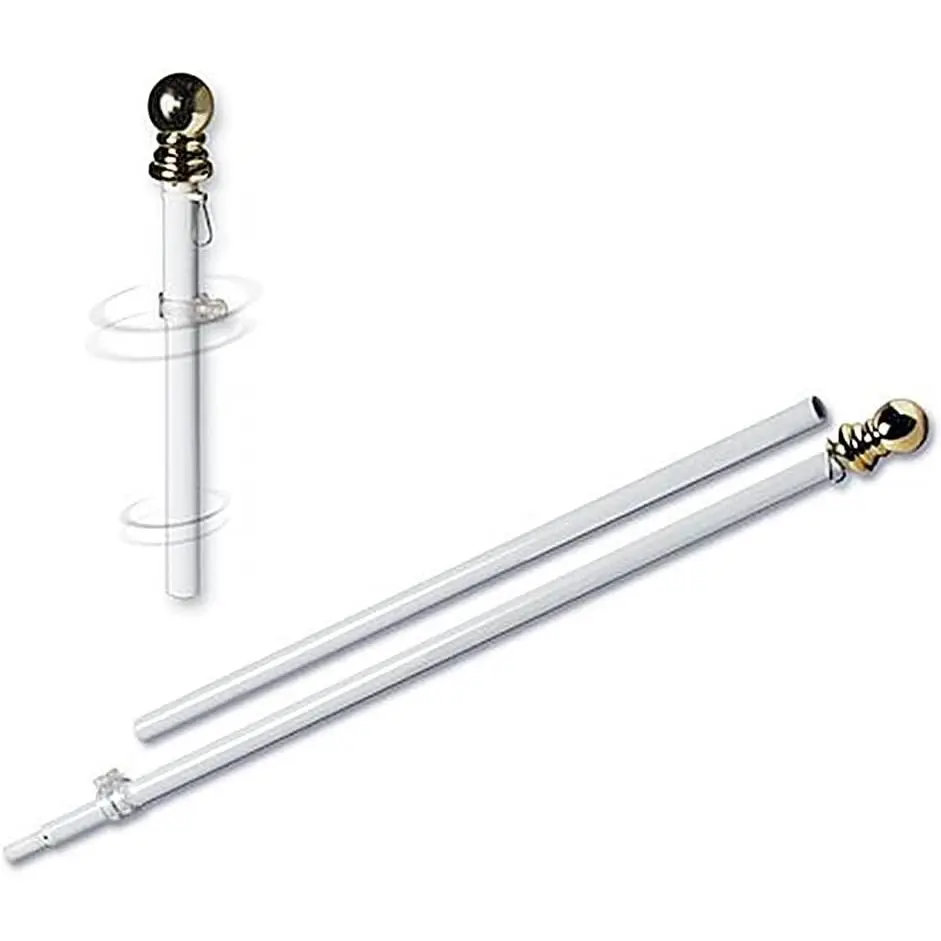 6 Ft  Free Spinning Flag Pole, White  | Wind Resistant, Rust Proof,  for Residential or Commercial Use