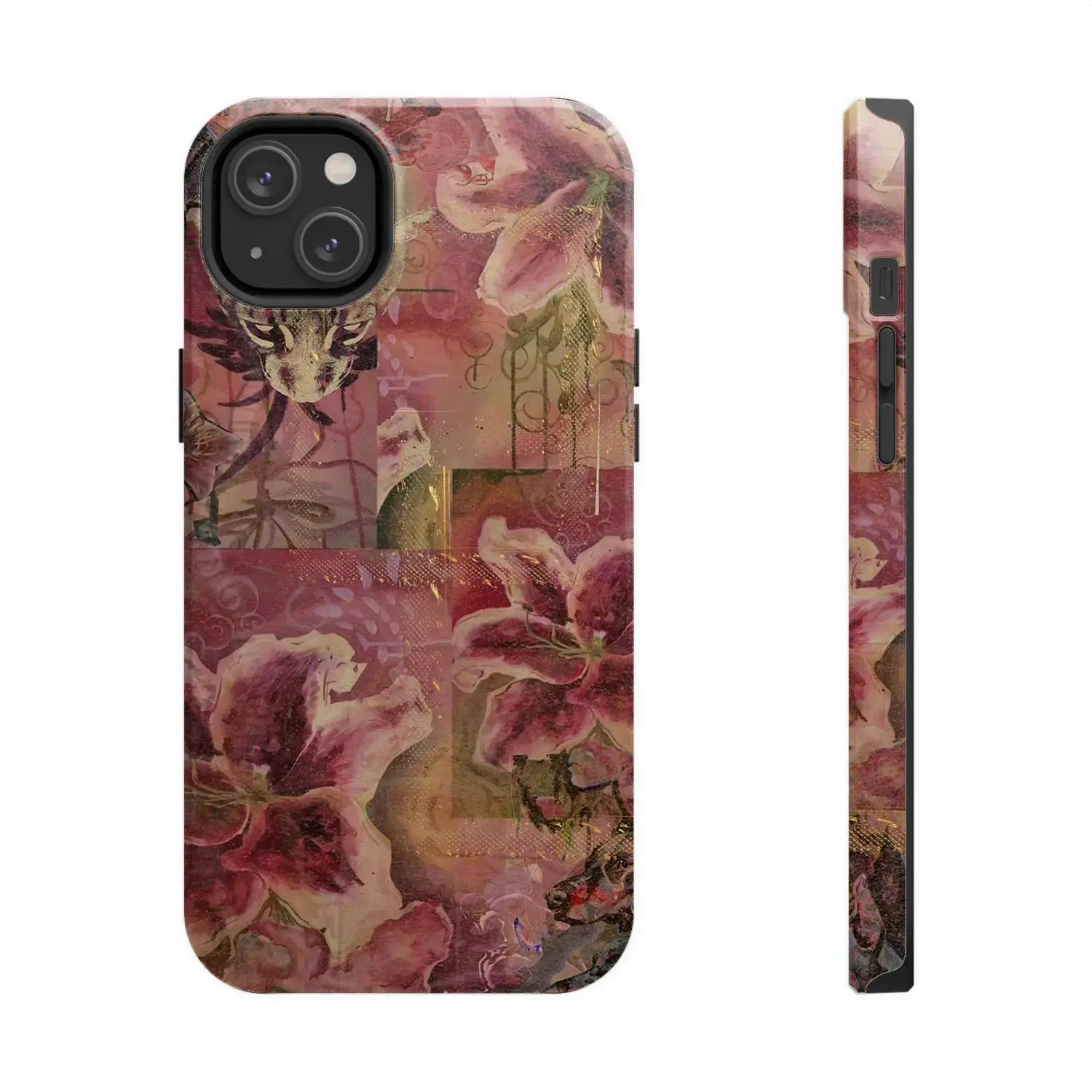 Vintage Floral Aesthetic Ghost Halloween Multi-Model Smartphone Case - Protective, Shockproof, Waterproof Cover with Dark Academia Roses & Lilies, Durable Botanical Casing Fits iPhone Sizes (16/15/14/13/12/11 Pro Max), Samsung Galaxy S25/S24 Series