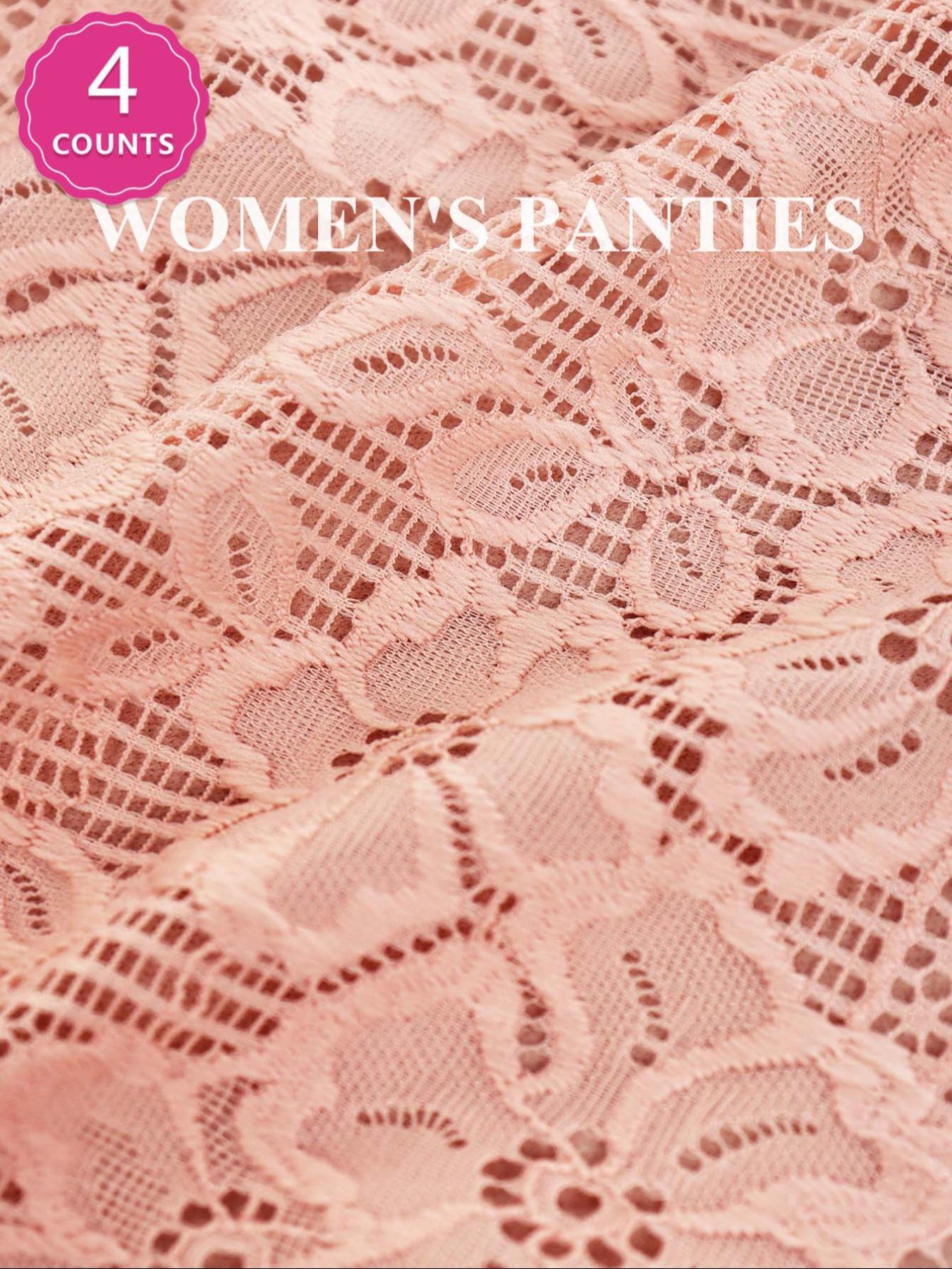 Women's Solid Color Floral Lace Patchwork High Waist Panty, Soft Comfortable Breathable Knicker for Daily Wear, Underwear for All Seasons Trim Lace Panty