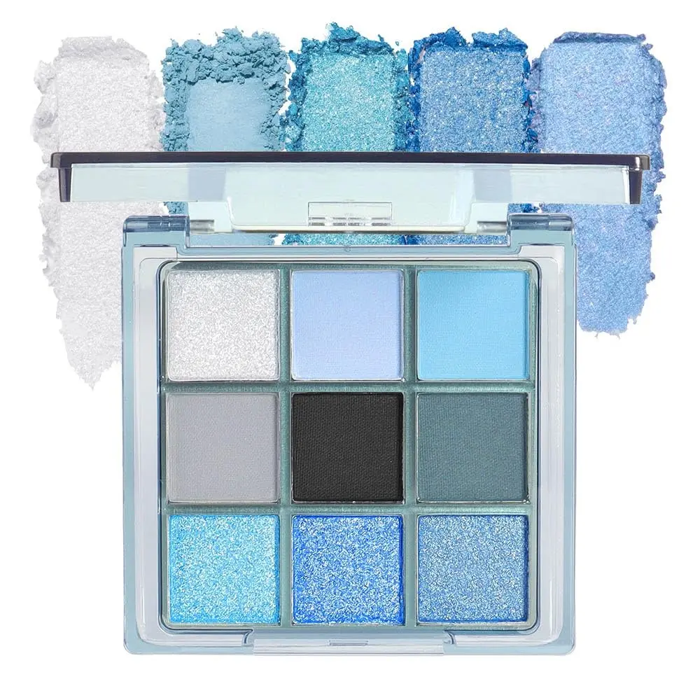 WanTuoluo Light Blue Eyeshadow Palette, Matte & Shimmer Glitter Blue Shadow for Eye Makeup, High Pigmented White Gray Black Green Powder Palet de sombras de ojos, Cruelty Free