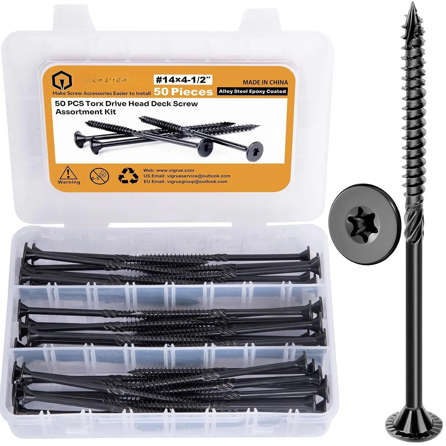 Deck Screws,  Screws -  Drive Decking Screws for Timber, Log, Landscaping , Rust-Resistant, Easy to Install, DIY Projector &  Working (50PCS #14X4-1/2)