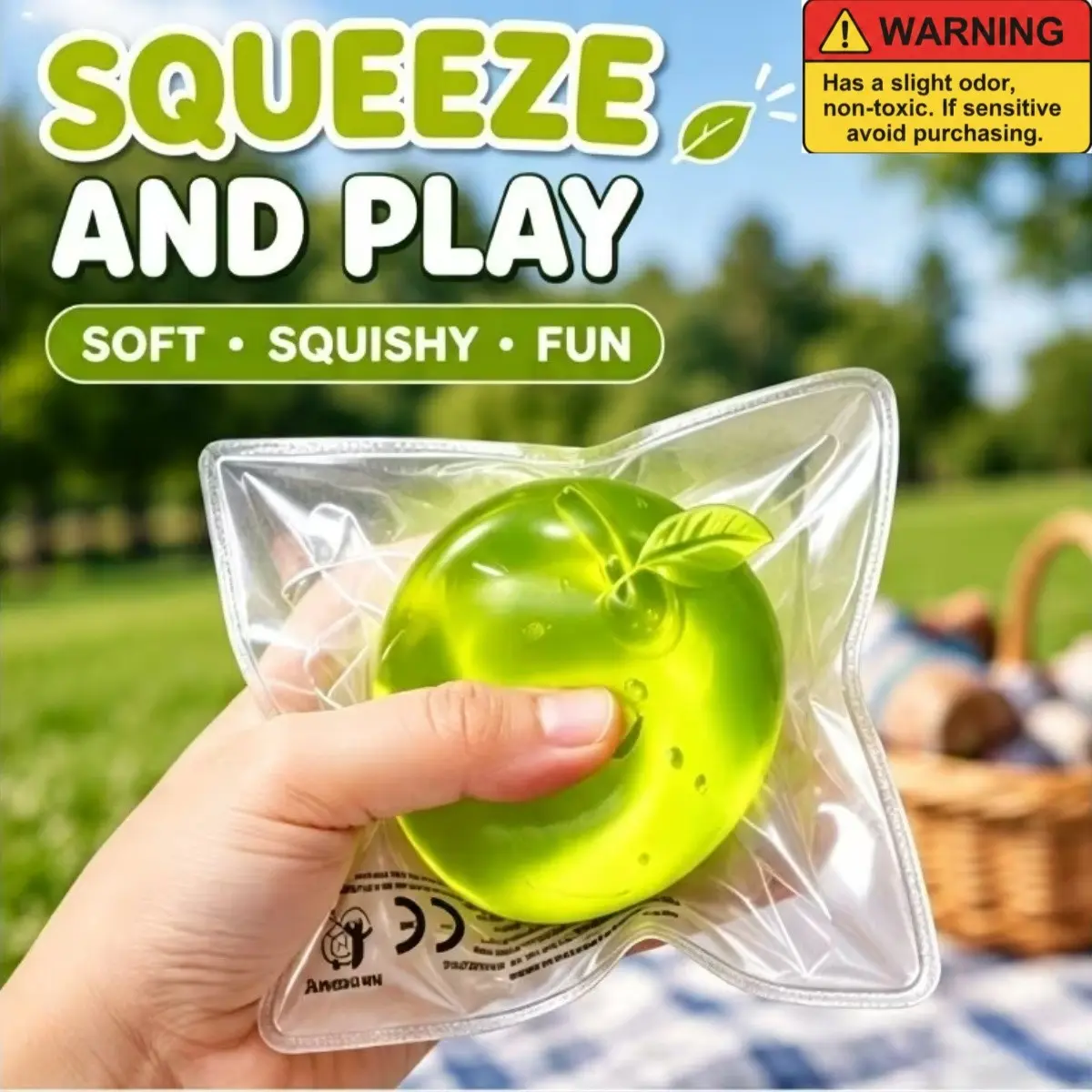 Taba Clear Apple Squishy, Pop Fidget Toys, Sensory Fidget Squishies, Safe And Non-Toxic Mochi Squishy Fidget Stress-Relief Squeeze Toys for Kids Sensory Play, Desk Accessory