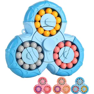 Magic Bean Rotating Brain Teaser Finger Puzzle Toy,Boys Girl Handheld Spinner Stress Anxiety Relief Ball Game Sensory Toys, Gift for Kids Ages 3Above Easter Christmas Birthday New Year (Blue)fidget toys