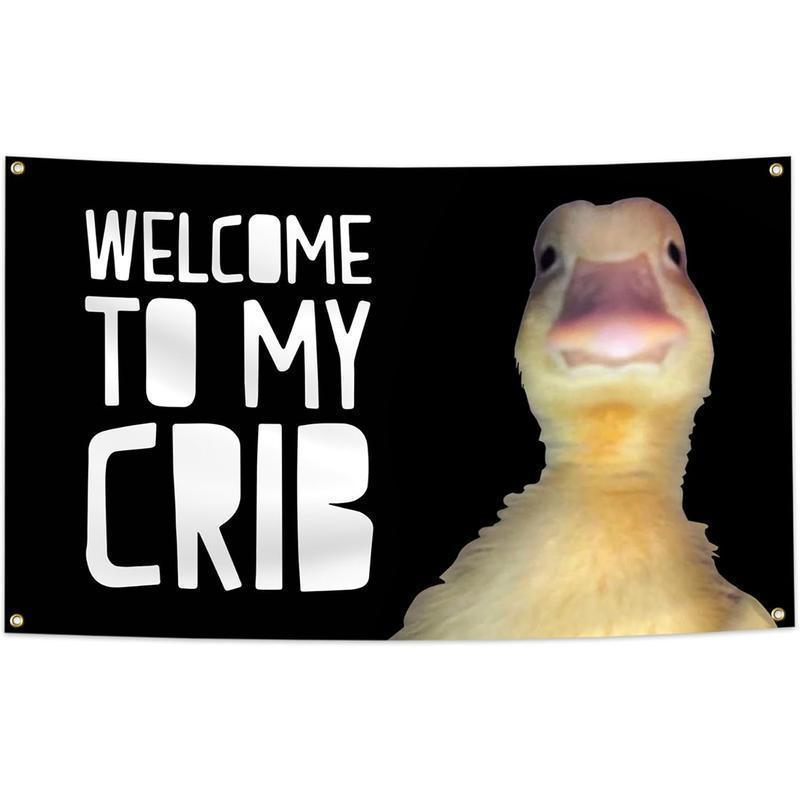 Welcome to My Crib Funny Banner Party Supplies Yard Tapestry for College Room  Teen Boys and Girls Wall Hanging Decoration Flags