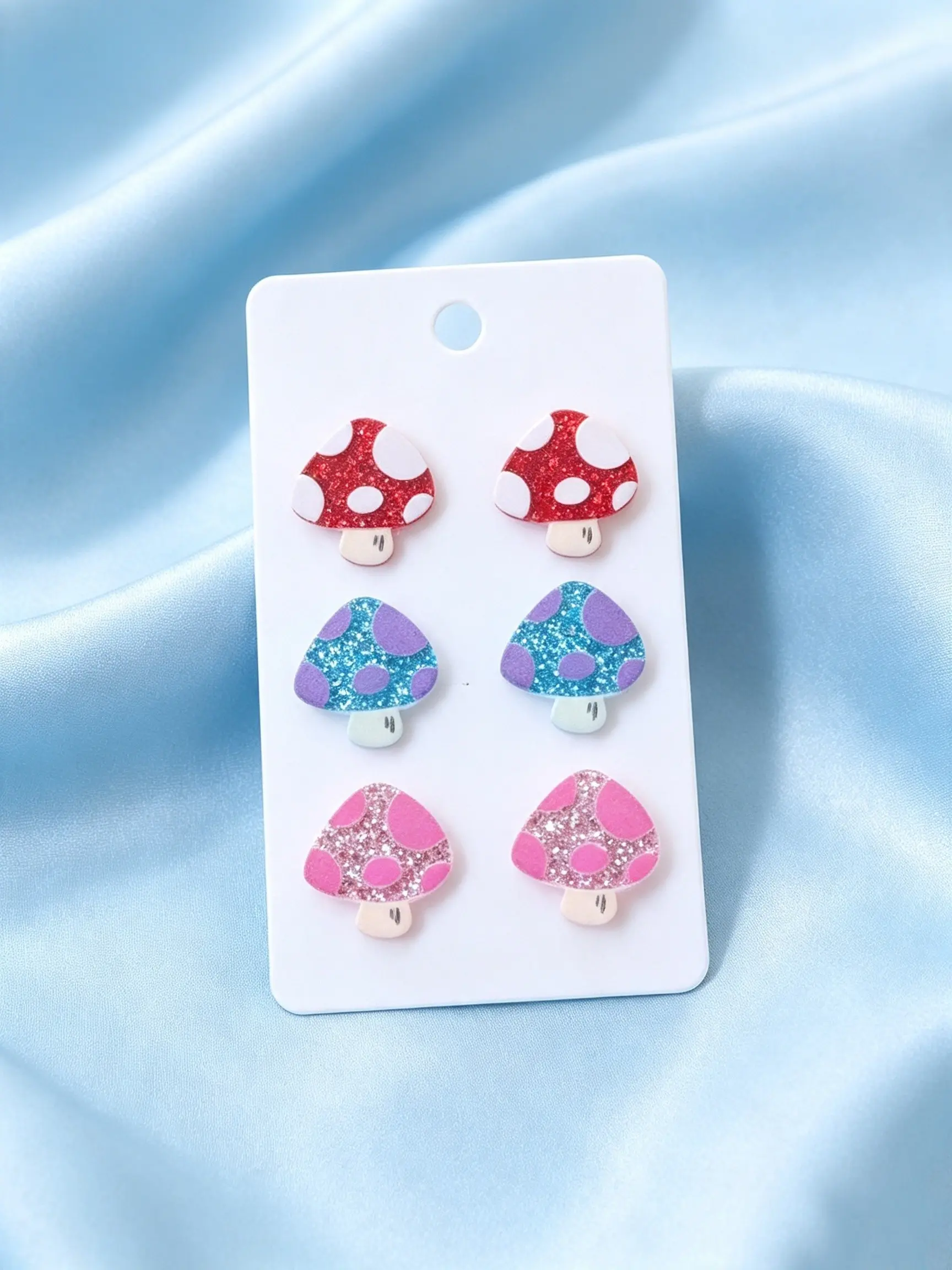 3 Pairs Mushroom Acrylic Stud Earrings Set, Women'S Fresh Natural Style Cute Mushroom Earrings, Springtime Picnic, Farm Market, Daily Commute, Fashionable And Versatile Jewelry