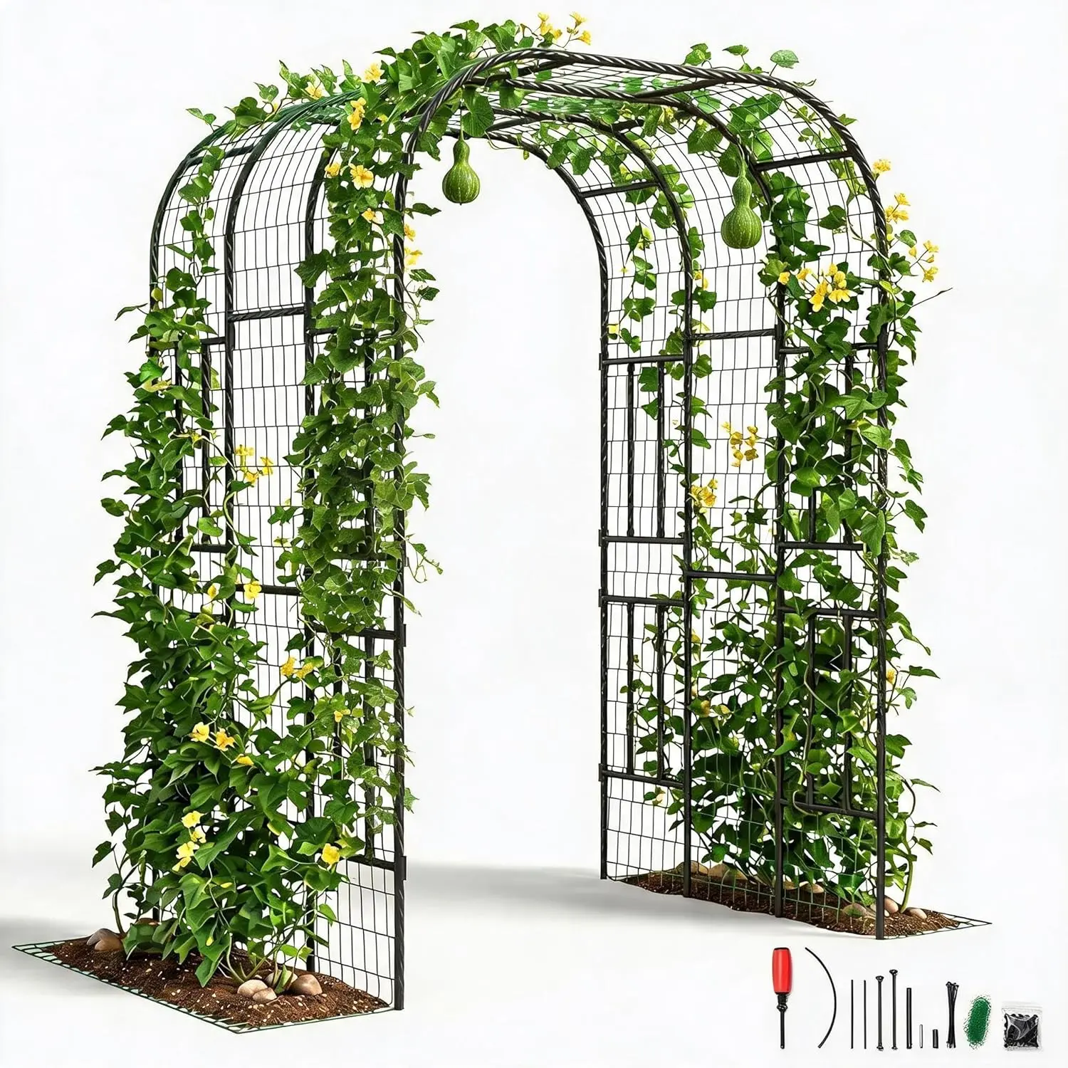 7.3FT Extra Tall Polyethylene-Coated Steel Spiral Garden Arch Trellis - Durable Outdoor Structure, Elevated Planting Solution for Climbing Plants, Outdoor Garden Accessories, Backyard Accents
