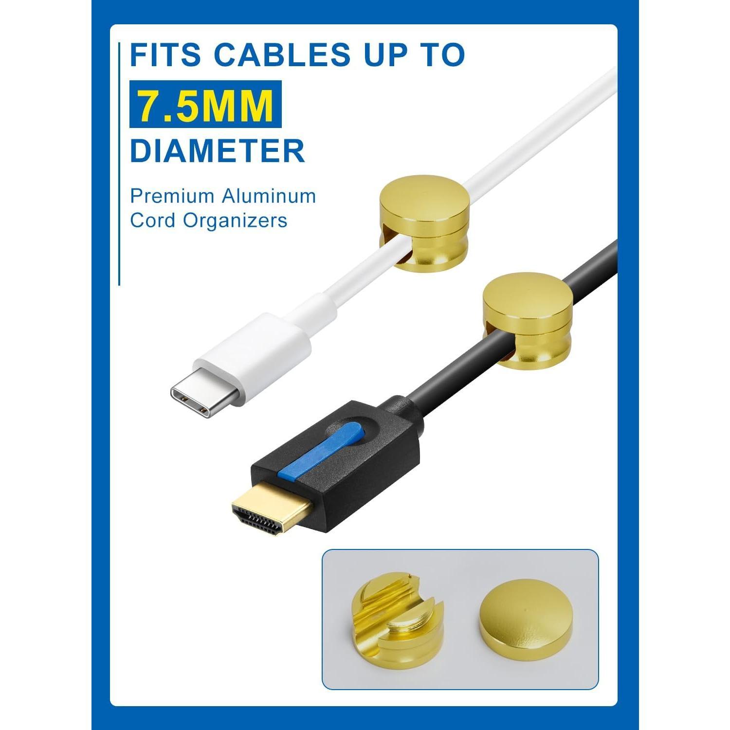 THE WELL KEPT 3 Pack Upgraded Cord Management Clips with Extra-Large Adhesive Base, Stronger Hold Phone Charger Holder for Nightstand,    Sticky USB Wire Organizer  Clips for Desk