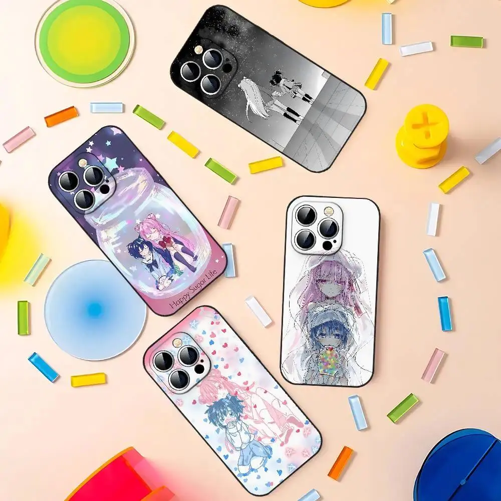 Happy Sugar Life Anime Phone Case Black Soft Shockproof Cover For iPhone 11-17 Pro Max/Plus & Samsung Galaxy S23-S25
