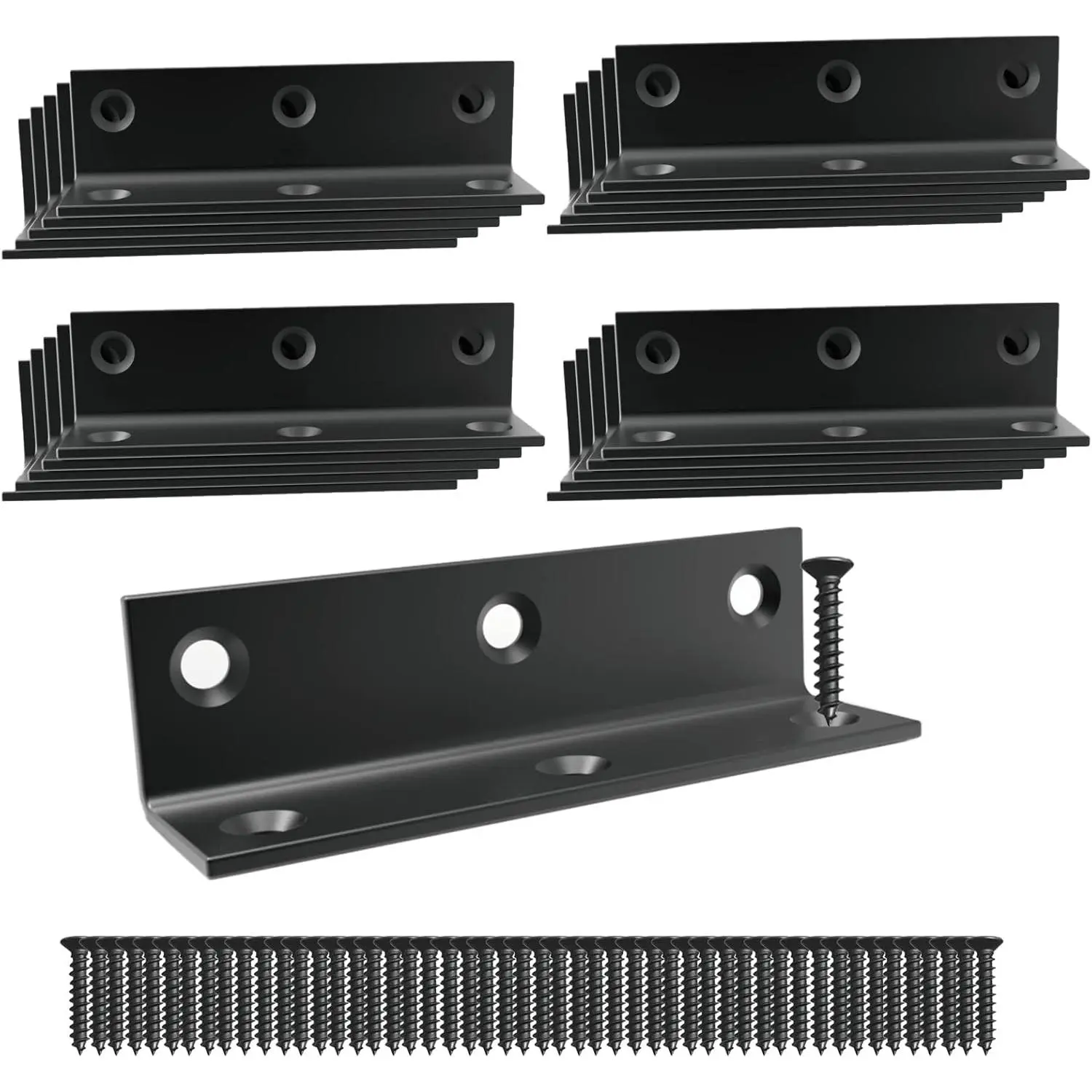 L Bracket,Duty Corner Brace,Stainless Corner Bracket,Black Large Angle Brackets, for Wood (20, 3.2x0.8x0.8)