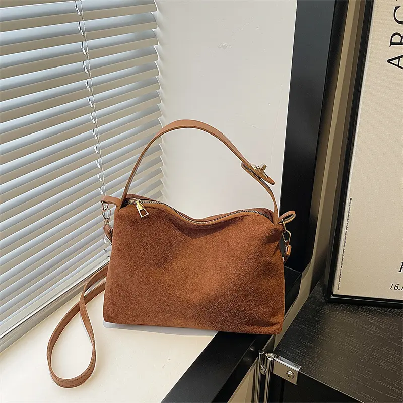 Women’s Fall Winter New Suede Pillow Bag, Minimalist Boston Crossbody Shoulder Purse, Elegant Trendy Commuter Handbag for Office, Shopping, Travel & Daily Casual Outings Touch Screen Fleece Winter Set knit cotton comforter