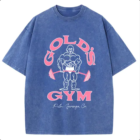 Holafish Women's GYM Print Acid Wash T-shirt 100% Cotton Streetwear Graphic Vintage Tees Menswear 2026 Unisex Summersale