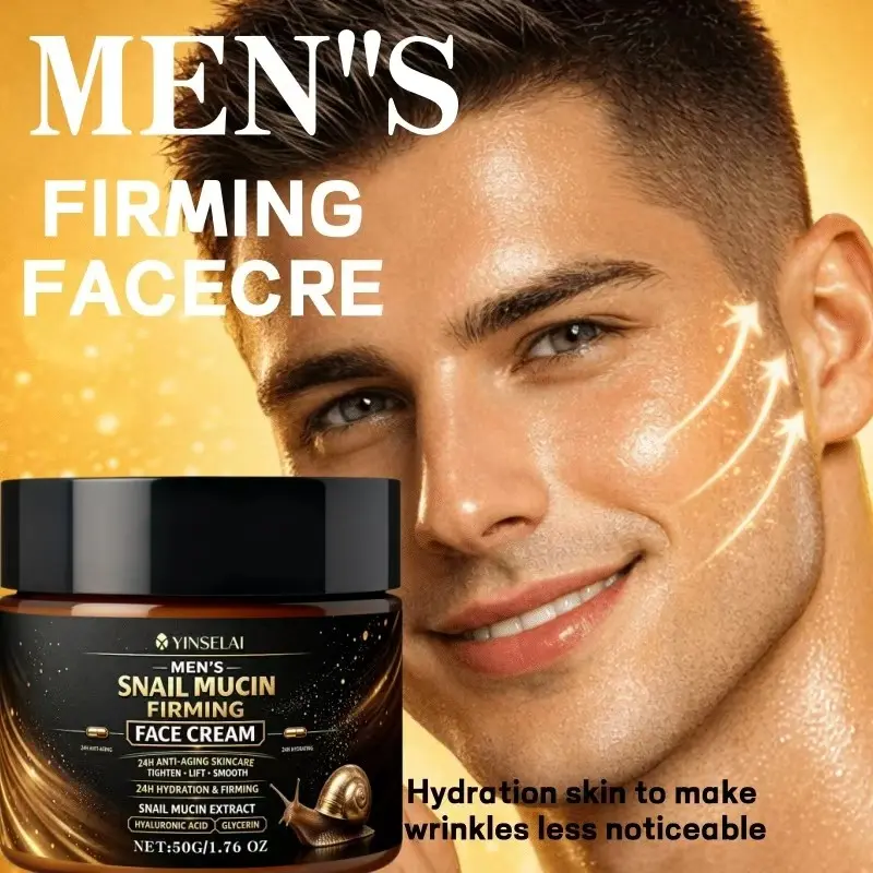 Firming Snail Cream for Men 50g, Anti Aging Moisturizer with Hyaluronic Acid, 24H Tighten & Lift