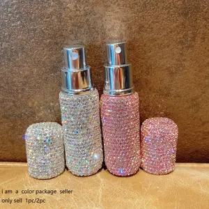 Rhinestone Decorated Empty Perfume Bottle, 10ML Refillable Perfume Bottle, Portable Mini Spray Bottle for Travel, Home Organizer, Cosmetic Holder