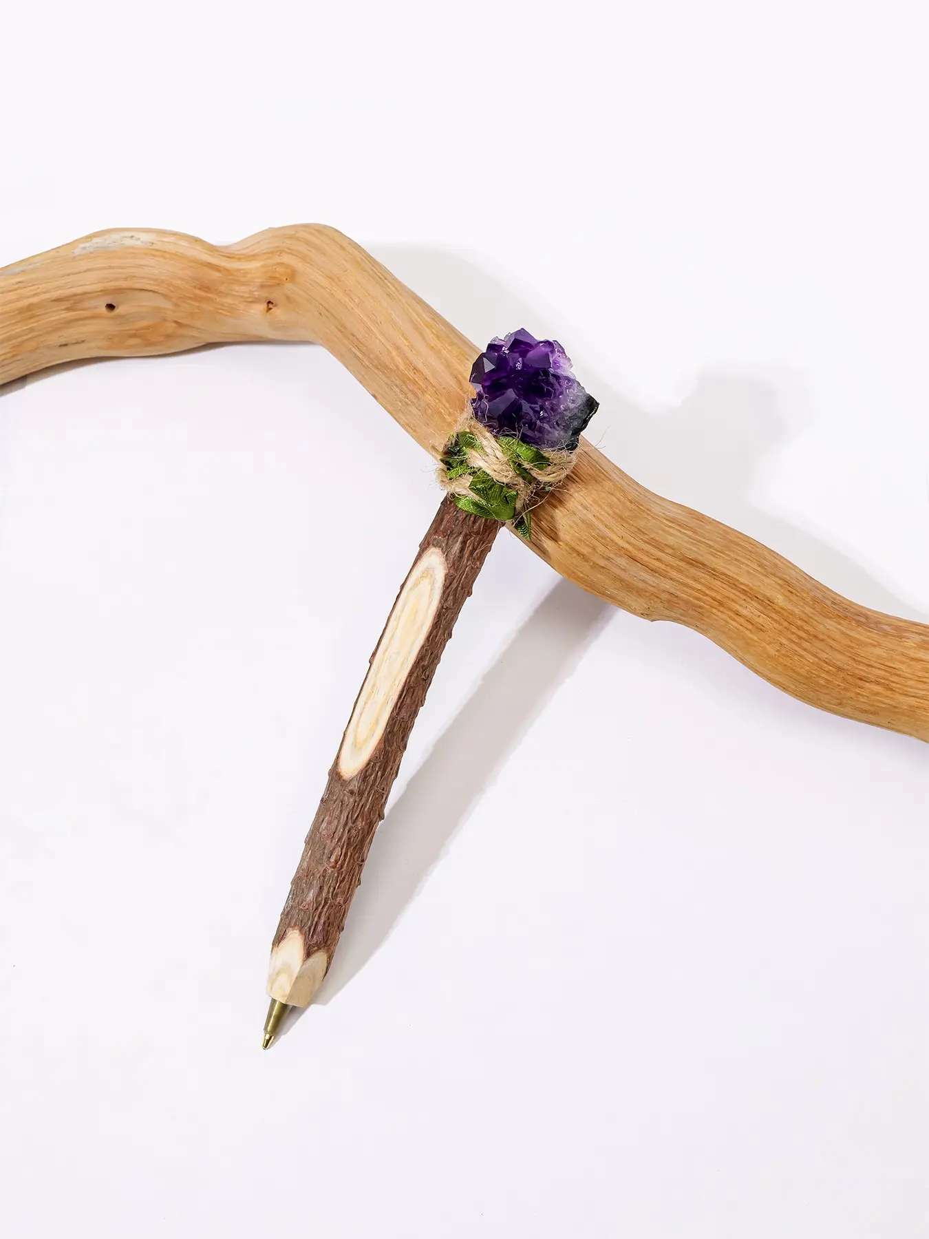 Handmade Raw Amethyst Crystal Pen, Writing Pens, Healing Crystal Stationery, Unique Spiritual Gift for Crystal Lovers and Writers, Rustic and Charming Design