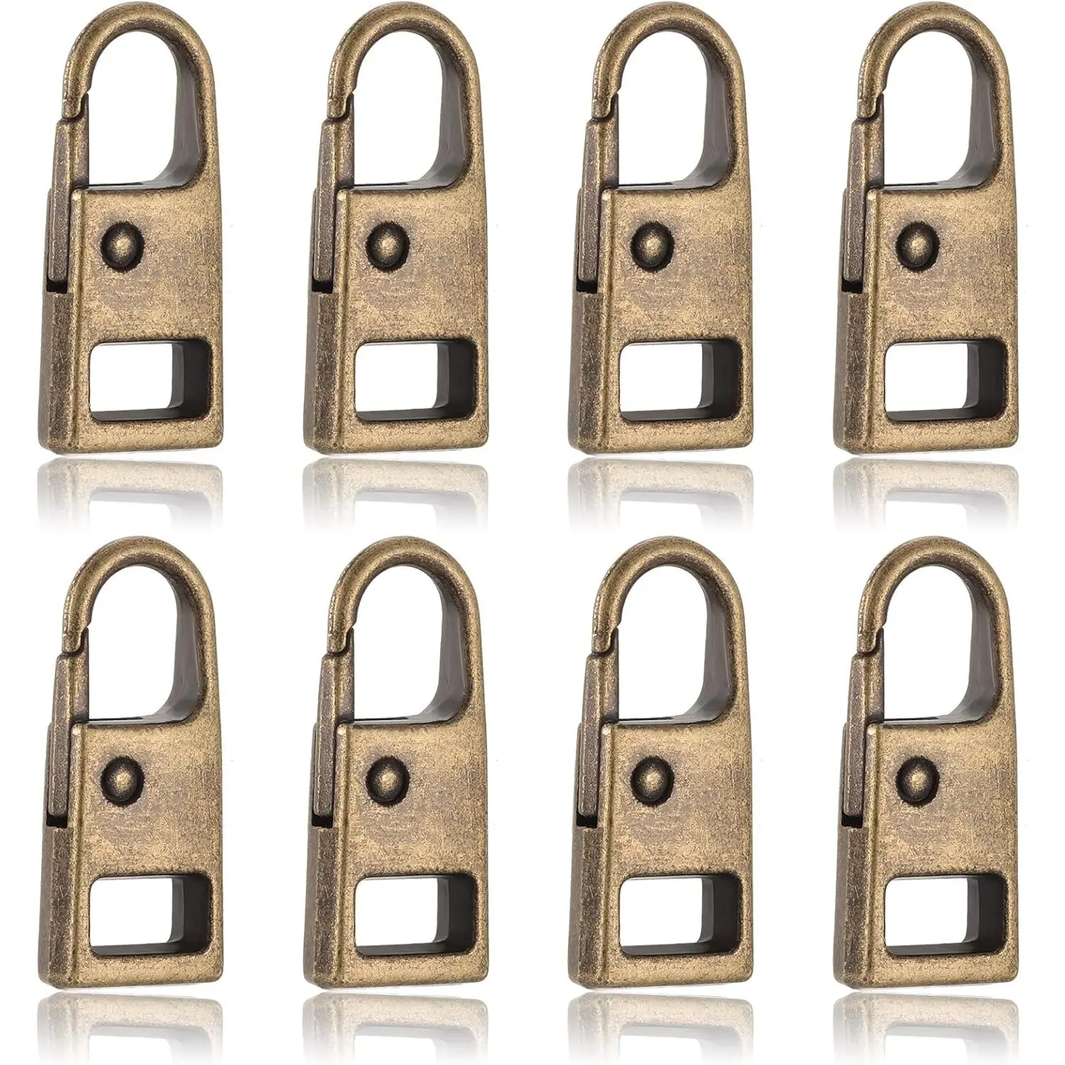 8 count Zipper Pull  Zipper Repair Kit Slider Metal Handle Mend Fixer Detachable  Pull Tab for Luggage Backpack Jacket Coat(Bronze)