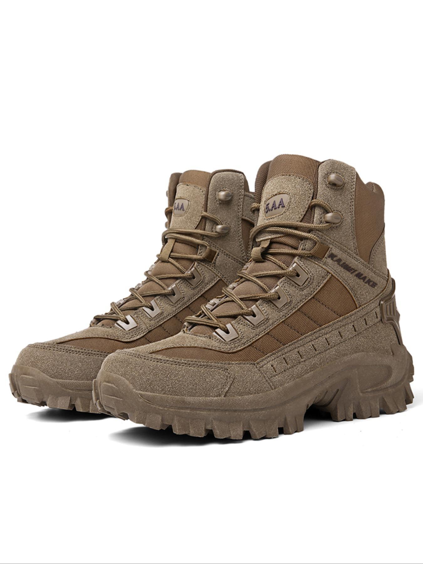 Men's Lace Up Front Tactical Lightweight Waterproof Hiking Boots, Casual Shoes, Fashionable Anti-slip & Wear-resistant Boots for Daily Wear
