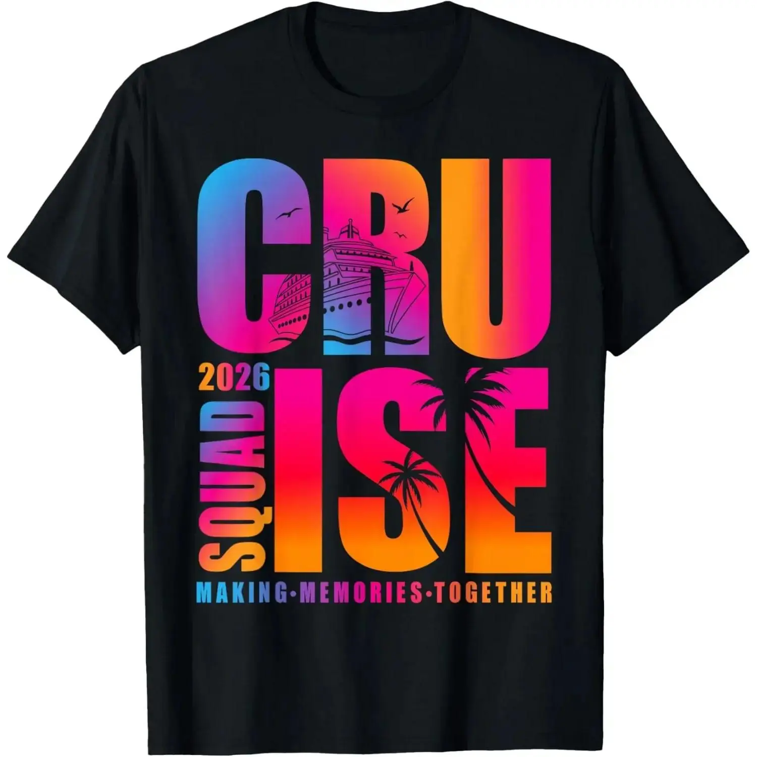 Unisex Cruise Squad 2026 Tie Dye Sunset Vacation Matching Family T-Shirt