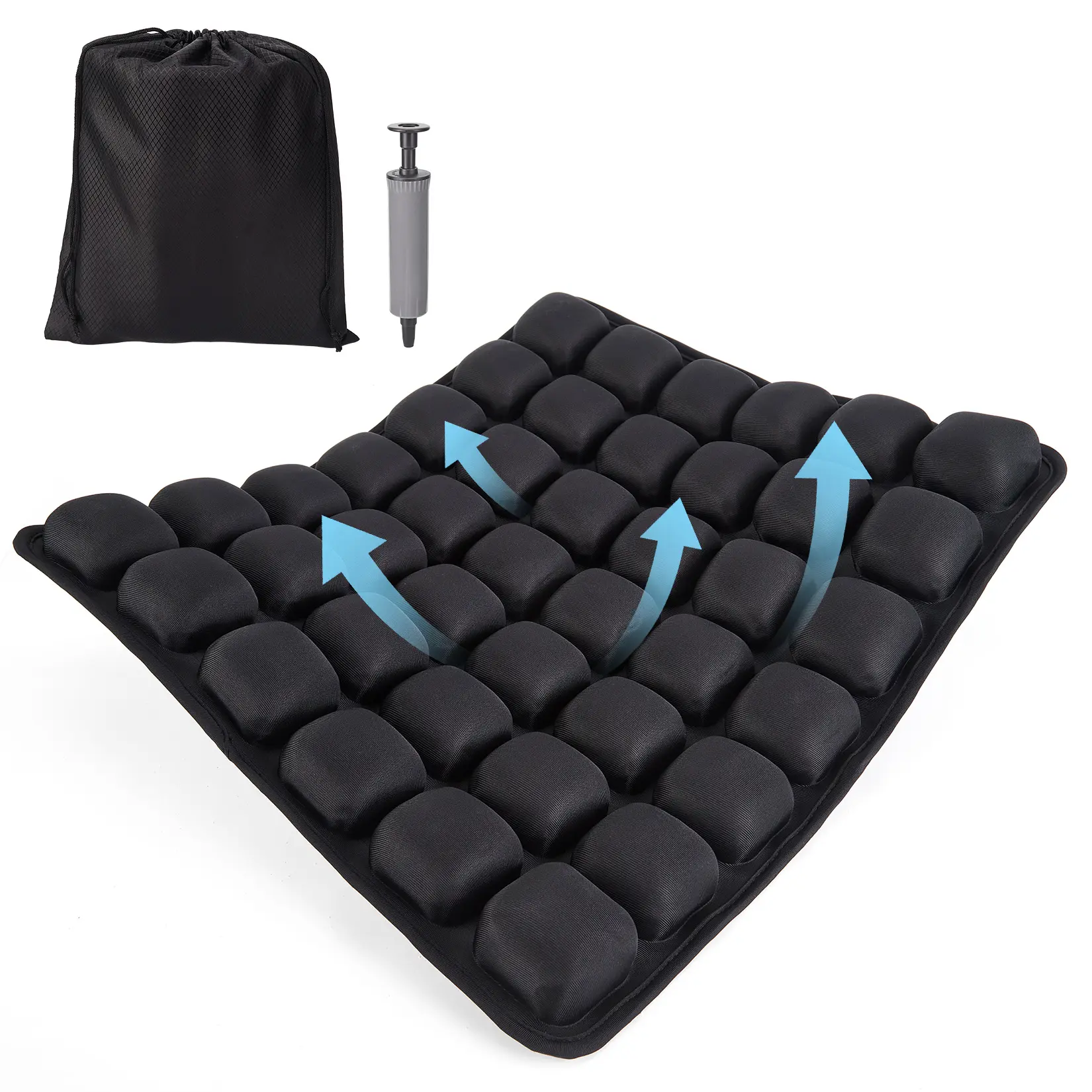 3D Air Cushion Seat with 42 Air Cells, Inflatable Pressure Relief Seat Cushion with Pump & Storage Bag