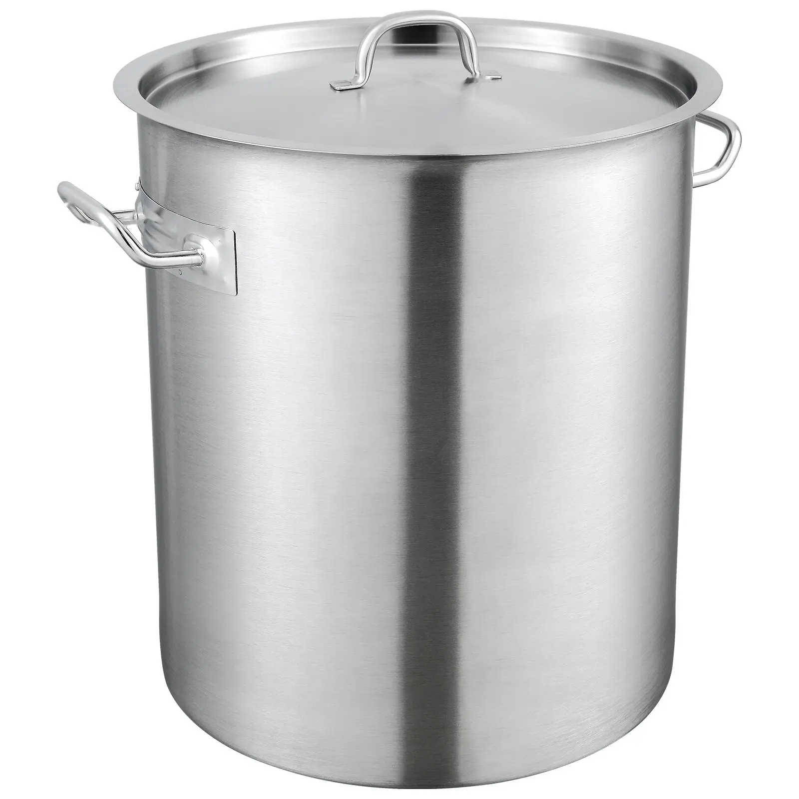 Stainless Steel Stock Pot, 42 Quart Large Capacity, Multipurpose Sauce Pot With Lid And Helper Handle, Heavy Duty Commercial Grade Stock Pot, Sanded Finish, Ideal For Large Groups And Catering Events, Silver