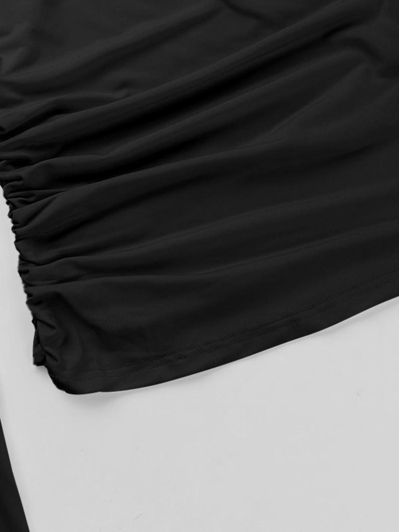 High Elasticity Asymmetrical Shoulder Slim Fit Long Sleeve Top, Multicolor Casual Fashion, Perfect for Everyday Wear