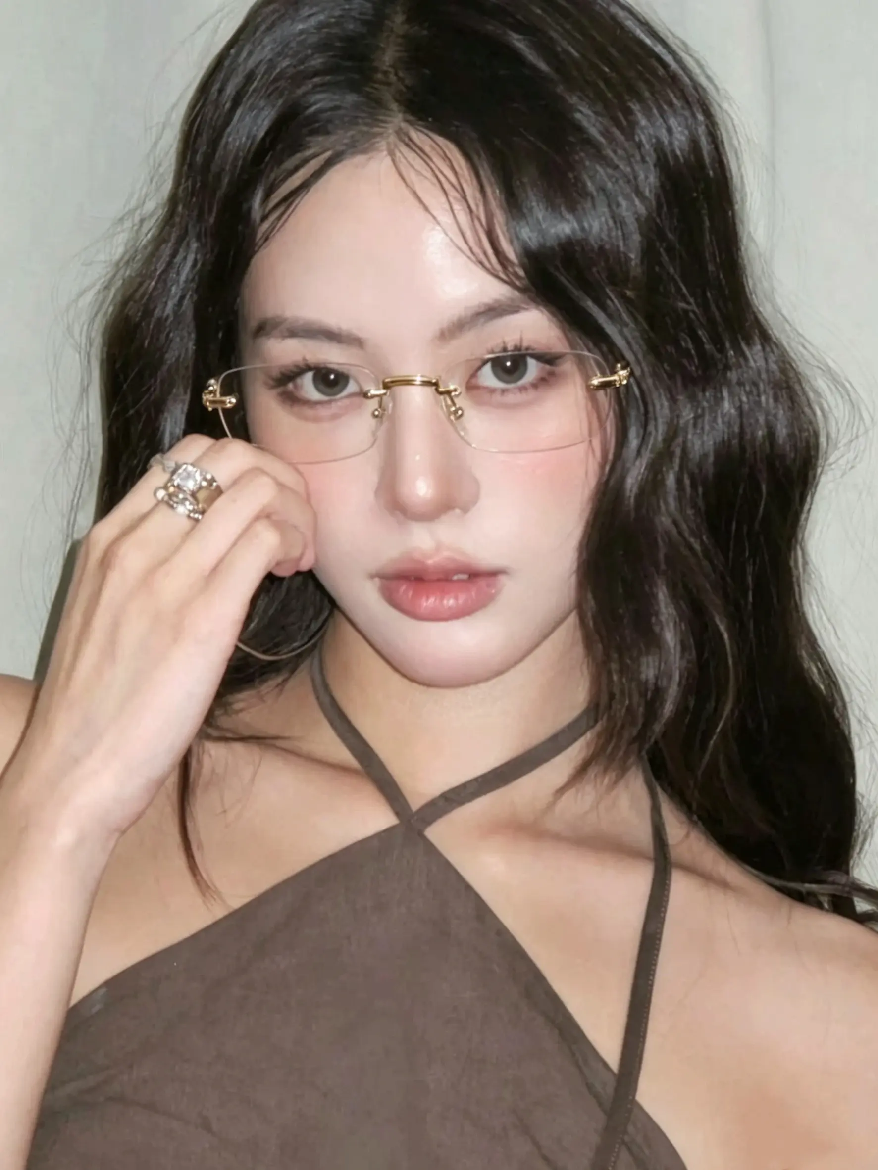 Unisex Business Style Rimless Eyeglasses, Vintage Anti-blue Light Rectangle Eyeglasses for Everyday Use, Fashion Accessories for Outdoor Activities, Fashionable Frames Glasses