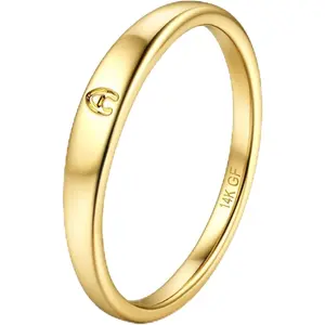 YADOCA Gold Filled Initial Rings for Women 14K Plated Gold Signet Rings Dainty Gold Ring Tarnish Free Simple Gold Vermeil Ring Non Tarnish Stackable Knuckle Rings Gold Filled Jewelry Waterproof Size 6 7 8 9 10