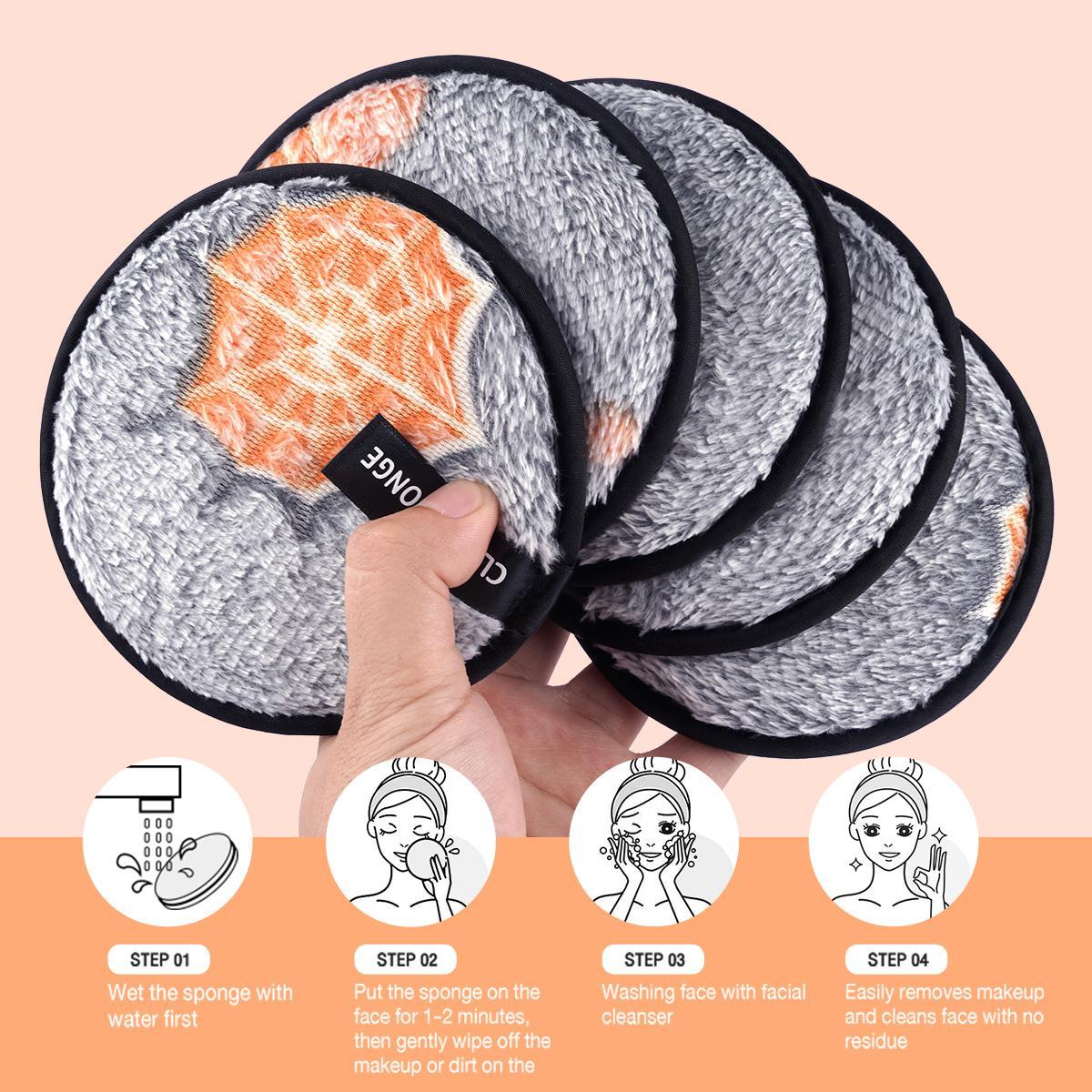 Spider Web Ghost Pattern Makeup Remover Powder Puff, 5 Counts Reusable & Washable Makeup Remover Puff, Facial Cleansing Puff, Makeup Tools for Women