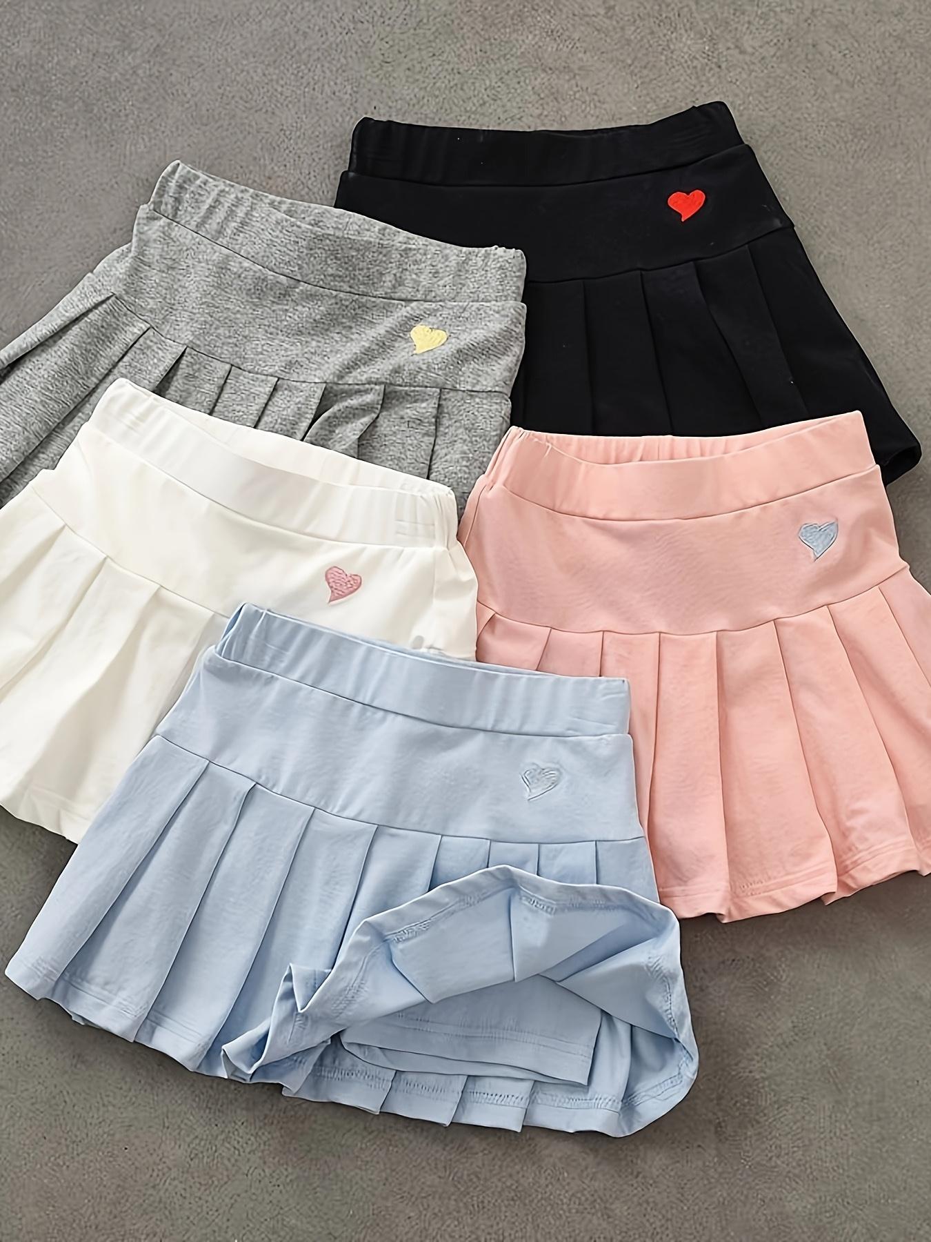 (New)[Girls' Skort Set] PEPPY GIRL STUFF - 2026 Spring/Summer Girls' Pleated Skort 2pcs Set, High-Stretch Comfortable Soft Skort with Built-in Anti-See-Through Safety Shorts, Student Weekend Outing Casual Sports Skirt (gift)