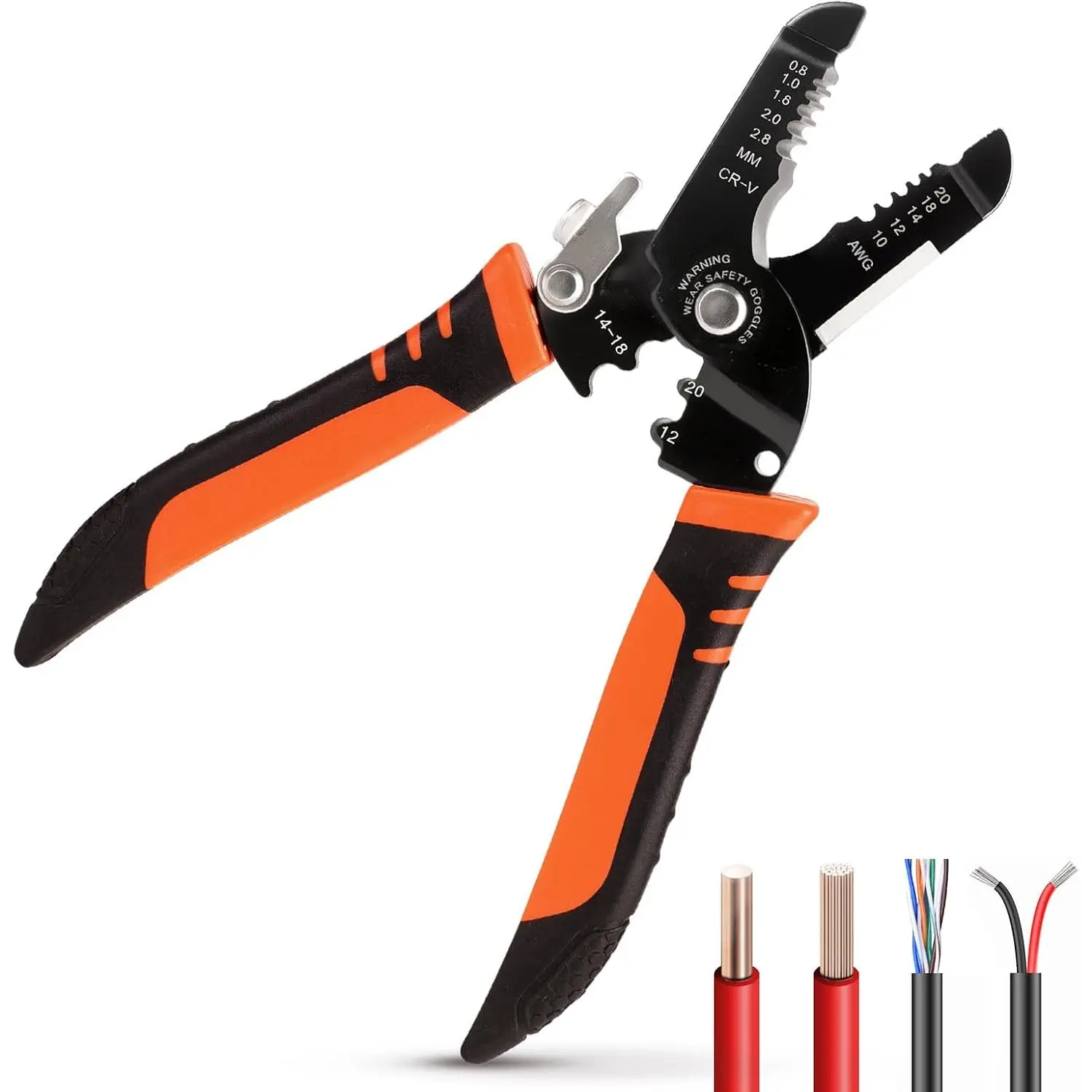 Wire Stripper, Professional 5-In-1 Wire Strippers Tool, Wire Cutters Crimpers, 10-20 AWG Electric Pliers Crimp for Stripping, , Crimping, Sharpening, Clamping