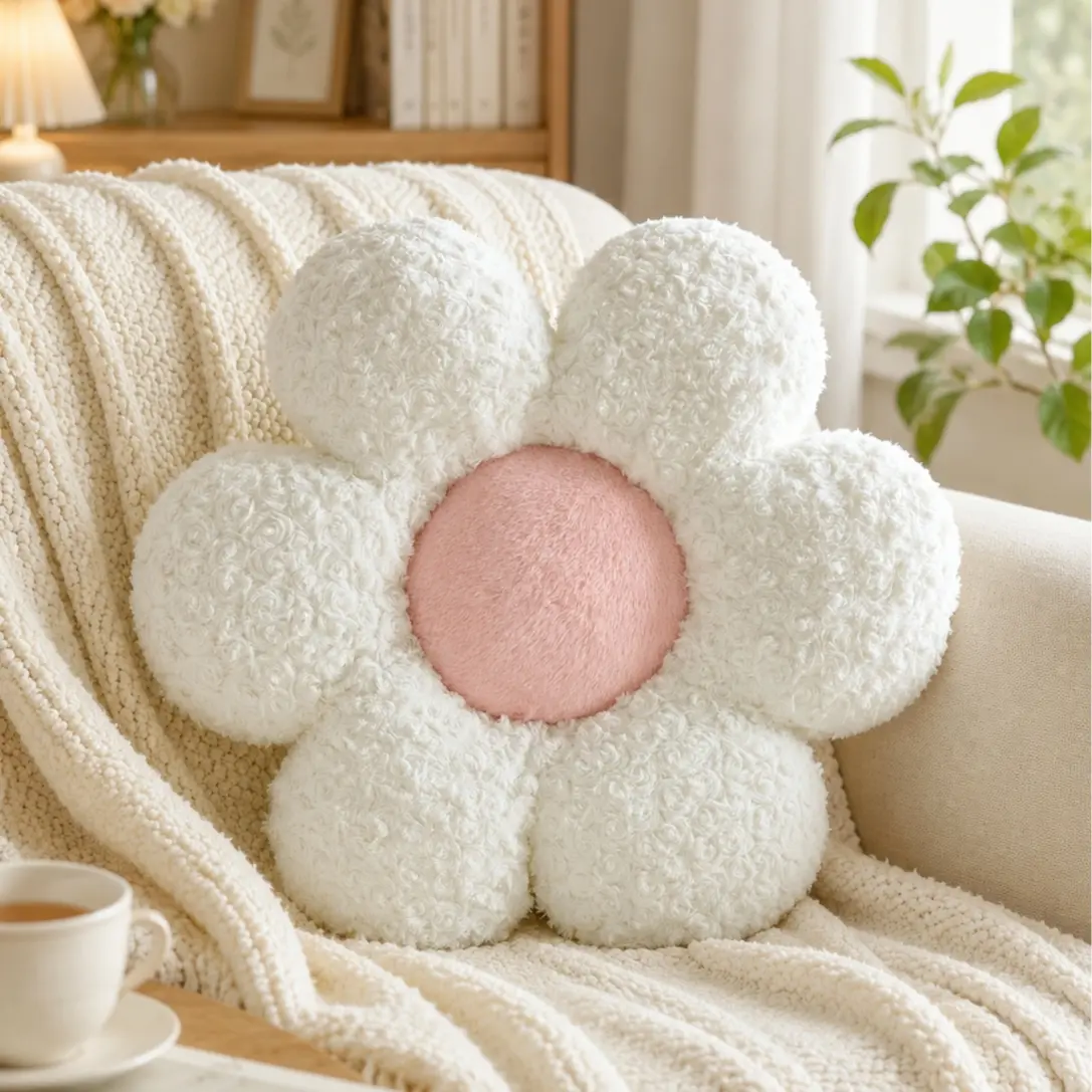 1PC/ 12"/16" (30/40cm) 6-Petal Rosette Plush Flower Cushion, Home Decorative Cushion, Soft Stuffed Cushion | Cozy Couch Floor Decor | All-Season Home Decor & Holiday Must-Have Perfect Gift for Friends & Family