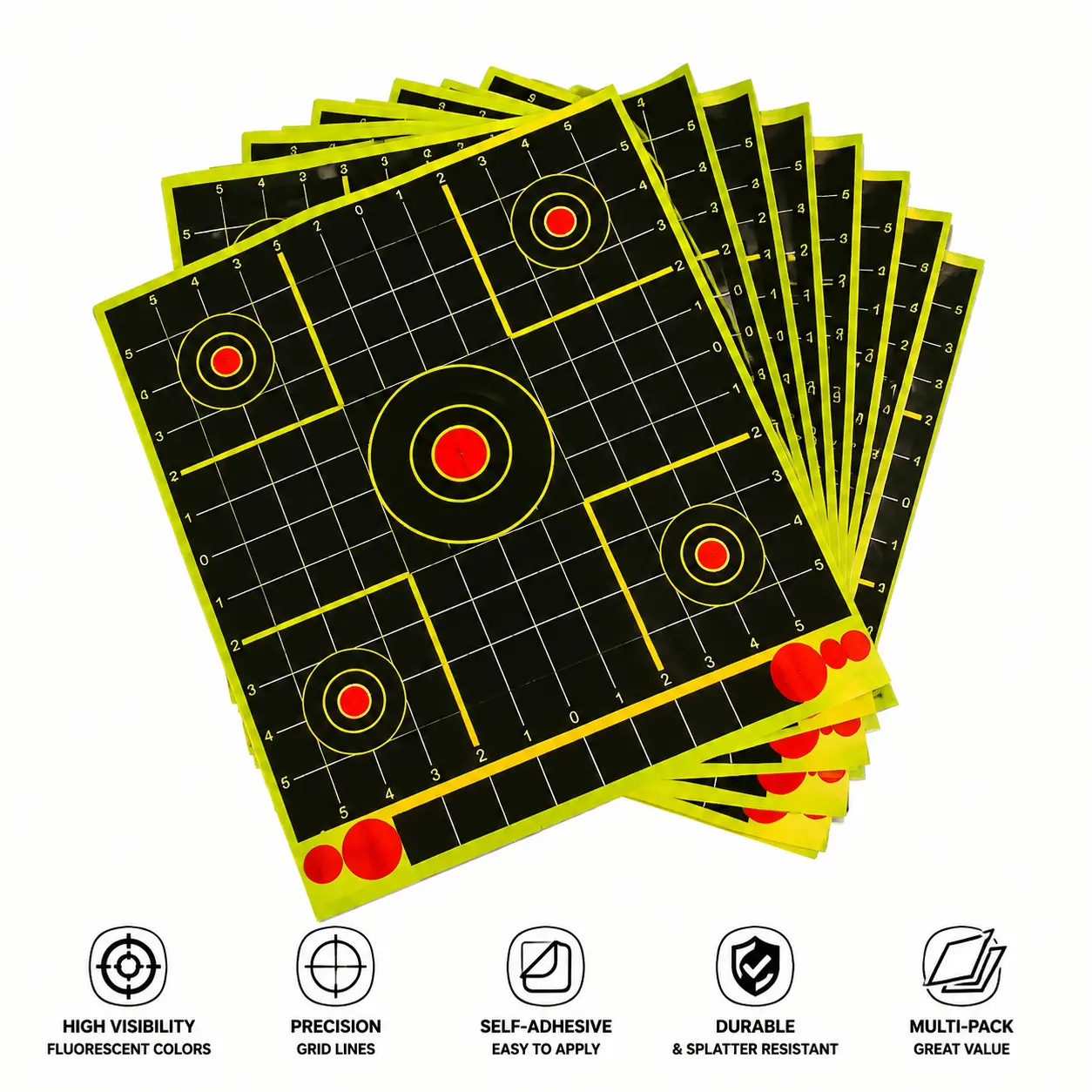 High-Visibility Reactive Splatter Paperboard Silhouette Target Sheets - Durable for Rifle, Pistol, Shotgun Practice - 10-Pack, 20-Pack Options - Ideal for Outdoor Range Training, Law Enforcement Drills, Packs