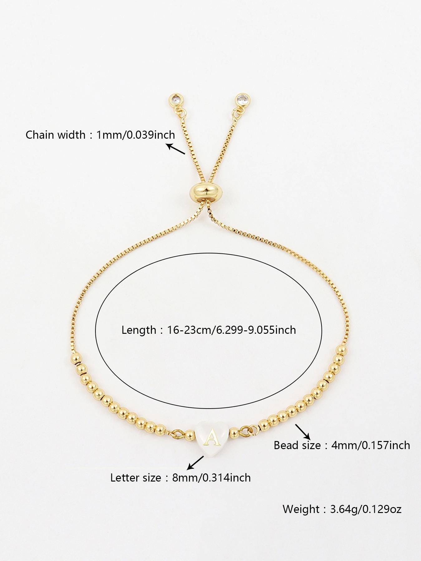 Fashion Letter Initial Pattern Heart Charm Bracelet, Simple Adjustable Matching Bracelet Jewelry for Women, Trendy Accessory for Party Vacation Beach
