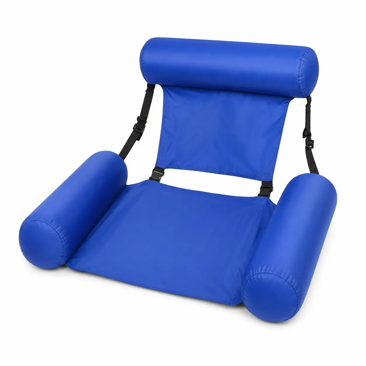 Adult Pool Float Chair, Foldable Semi-Submerged Water Lounge with Headrest, Armrests and Adjustable Support Straps, Portable Swimming Pool Relaxation Chair
