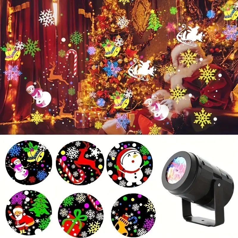 Snowstorm Multi-Pattern Rotating Projection Light, Indoor LED Ambient Decor Lamp for Christmas & Halloween Holiday Atmosphere Decoration