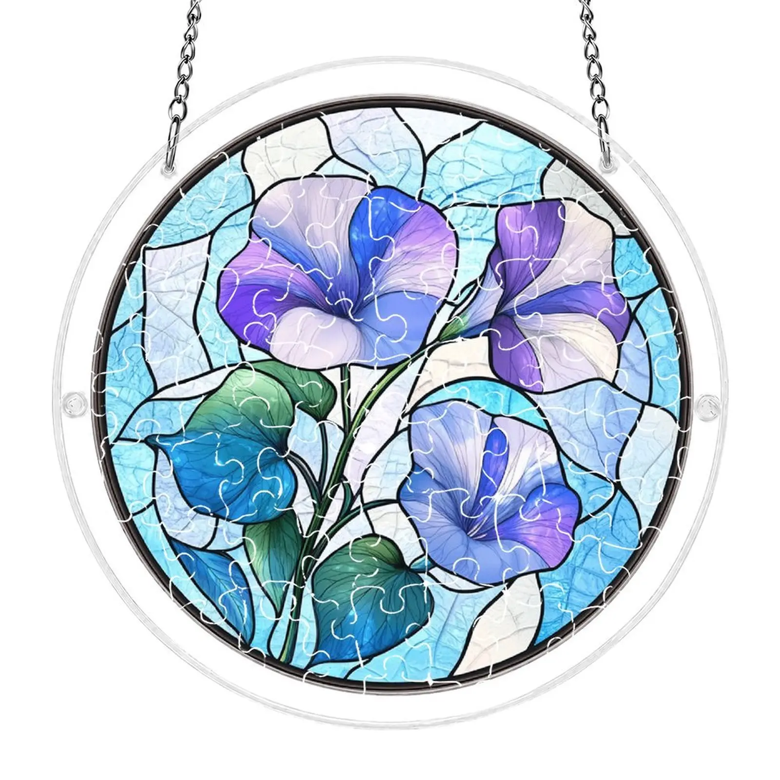 Morning Glory Acrylic Sun Catcher Puzzle Kit (7.8 in) - DIY Style Window Hanging Decorative Art Ornament for Home Balcony & Study, Perfect Anniversary Gift for Women, Home & Garden Supplies Plaque