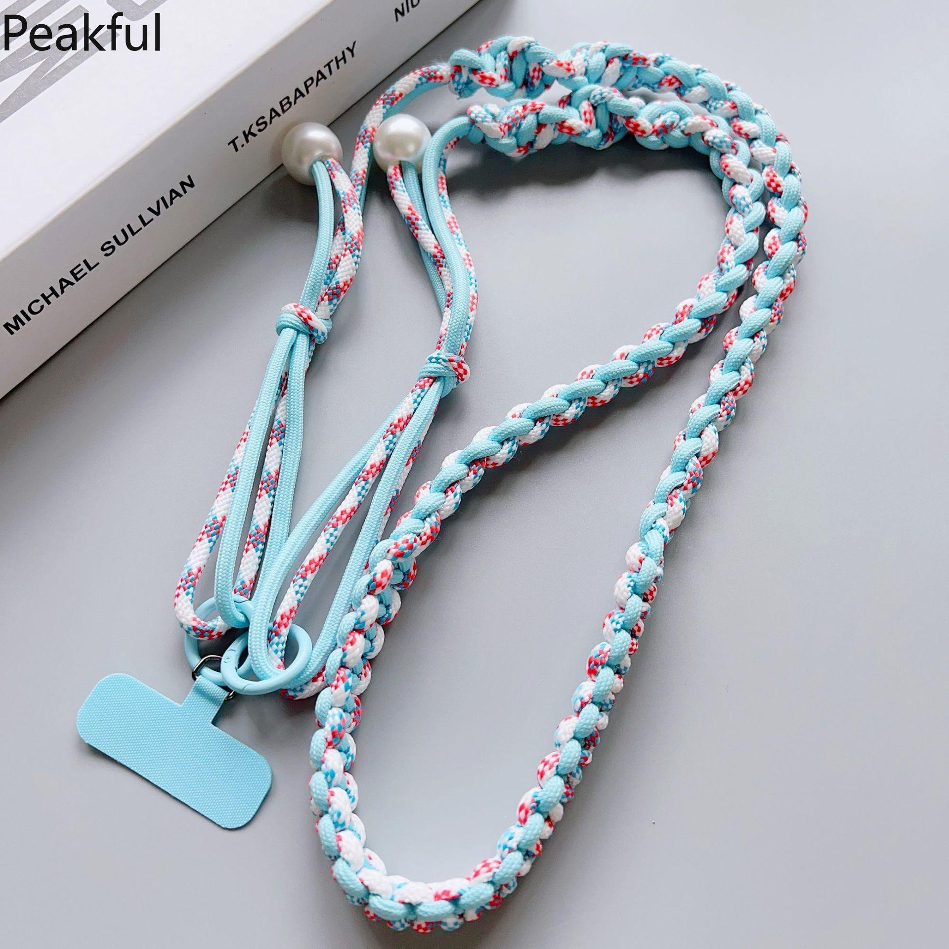 Color twist 4 strands long rope hand-woven key pendant adjustable back color contrast rope core rope keychain