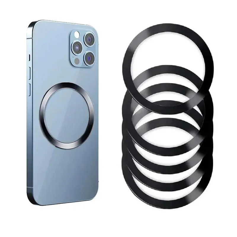 5 Stainless Steel Universal Metal Rings, Magnetic, Secure, Suitable for Phone Car Mounts, Back Adhesive Patches, Durable and Versatile Accessories