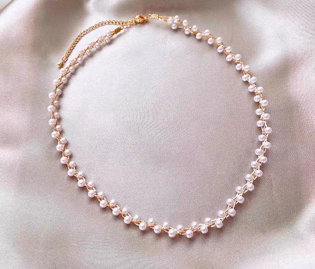 Hand Braided Black Crystal White Pearl Choker | Women’s Light Luxury Personalized Elegant Neck Jewelry | Everyday Style Collarbone Chain evry jewels day collar chainmail Necklace Rosary Bead