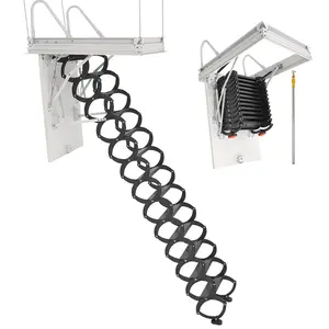 VEVOR Attic Ladder, 660LBS/299.4KG Capacity, Fits 10.5 to 11 ft Ceiling Height and 39.4x 27.5 inch Opening Size, Alloy Steel Pull-Down Retractable Ceiling Stair with Pulling Rod for Attic Loft Roof