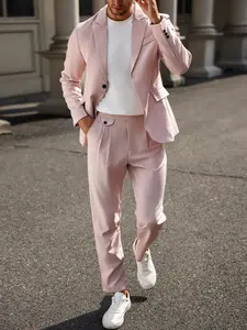 Men's Formal Suit Set, Washable Pants, Adjustable Waist, Single Button, Suitable for Business and Parties, All Seasons